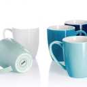 Sweese Porcelain Mugs - 12 Ounce for Coffee, Tea, Mocha and Mulled Drinks - Set of 5, Hot Assorted Colors