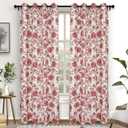 DriftAway Linen Floral Paisley Red Blackout Curtains for Living Room Bedroom 84 Inch Length 2 Panels Lined Grommet Window Drapes Thermal Farmhouse Country Jacobean Curtains