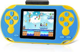 16 Bit Handheld Game for Kids, Video Game Player with Built in 230 HD Games, 3.0'' Screen Retro Electronic Machine with 3 Cartridges, Portable Rechargeable Games for Ages 312(Blue)