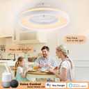 24" Bladeless Ceiling Fan with RGB Light Remote, Smart LED Ceiling Fans with Voice/App Control, Modern Low Profile Dimmable Light Ceiling Fan for Bedroom Living Room White