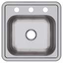 Dayton® Stainless Steel 15" x 15" x 5-3/16" 3-Hole Single Bowl Drop-in Bar Sink with 2" Drain Opening