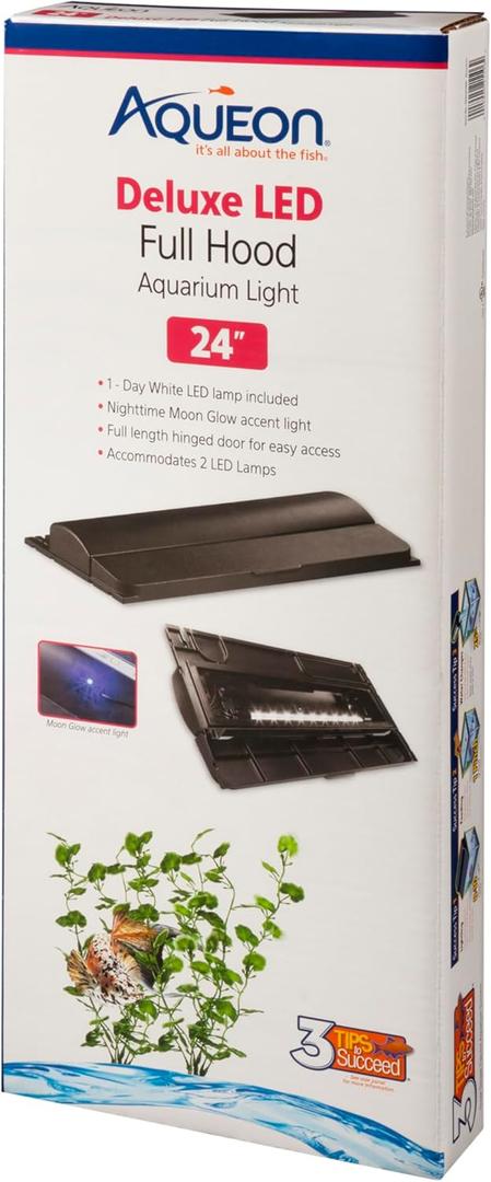 Aqueon LED Deluxe Fish Tank Aquarium Full Hood, Black, 24 Inch Aqueon LED Deluxe Fish Tank Aquarium Full Hood, Black, 24 Inch