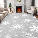 FRAMICS Christmas 5x7 Area Rug, Grey Snowflake Christmas Rugs for Living Room Washable, Bedroom Throw Rugs Non Slip, Soft Low Pile Floor Carpet for Kitchen Dining Room Christmas Decorations