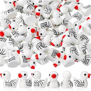 VioraWhite 50 Pcs Mini Resin Volleyball Ducks Mini Ducks Figurines Bulk Miniature Volleyball Decoration for Summer Beach Activity Carnival Micro Landscape Ornament Garden Accessories