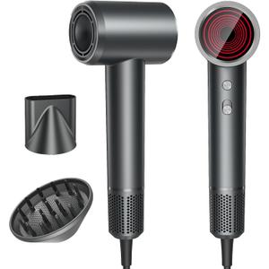 Hair Dryer, Fast Drying Blow Dryer with Diffuser, High Speed Ionic Hair Dryer with 150,000 RPM Brushless Motor for Frizz Reduction & Heat Damage Protection, 2 Speeds & 4 Temps, Travel Home Salon