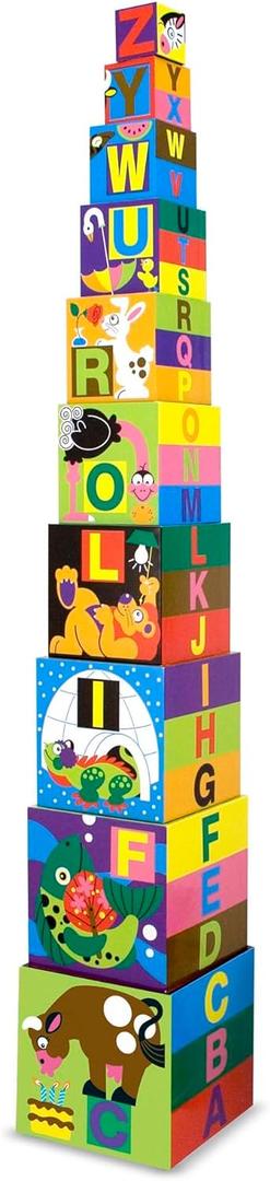 Melissa & Doug Deluxe 10-Piece Alphabet Nesting and Stacking Blocks - FSC Certified