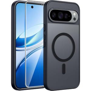 FNTCASE for Google Pixel 10 Pro Case: for Pixel 10 Case [Fit for Magsafe] Translucent Matte Cases with [Screen Protector] Military Grade Shockproof Protective Magnetic Phone Cover (6.3inch - Black)