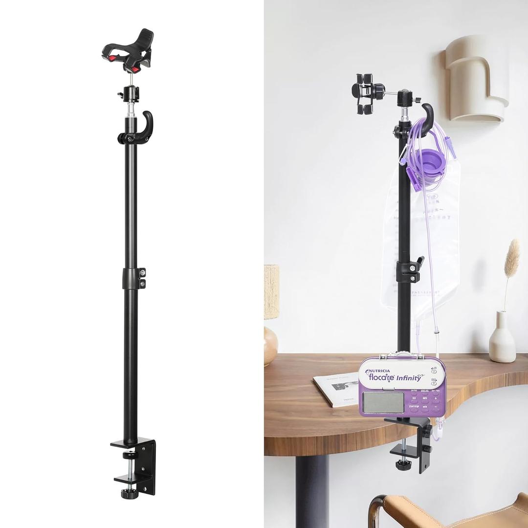 Feeding Tube Stand, Hands-Free Feeding Tube Holder Enteral Feeding Telescopic Pole, Feeding Pump Rack for Gravity Syringes Feeding Pump Feeding or Infusions