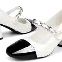 GOTOGO Women's Mary Jane Shoes (8.5, White Patent)