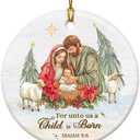Christmas Nativity Ornament 2025 - Holy Family Joseph, Mary & Baby Jesus with Manger, Catholic Jesus Ornaments for Christmas Tree - Nativity Scene Indoor Decorations, Christian Gifts Exchange Ideas