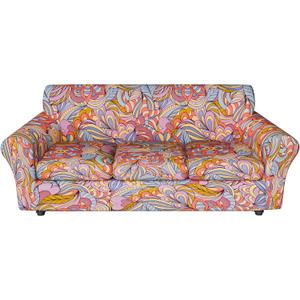 Stretch Sofa Slipcover Set for 3 Cushion Couch Sofa  Floral Print Couch Cover, Pet and Child-Friendly Furniture Sofa Covers,with Elastic Bottom (Orange+love Print)