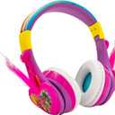 eKids Trolls Band Together Bluetooth Headphones for Kids, Wireless Headphones with Microphone Includes Aux Cord, Volume Reduced Kids Foldable Earphones for School, Home, or Travel