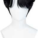 Wiggy Mermaid Short Black Wig for Men Black Emo Wig Goth Scene Hair Wigs + Cap for Stage Party Halloween Costume Cosplay