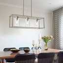 3 Light Linear Chandeliers Brushed Nickel with Clear Glass Shade Modern Kitchen Island Pendant Dining Room Light Fixture Hanging Farmhouse Ceiling Light for Living Room Bar