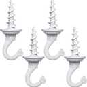 Ripeng 4 Pieces 40mm/1.57 Inch Swag Ceiling Hooks Wall Hook Heavy Duty Swag Hook Indoor Outdoor for Hanging Plants Chandelier (White)