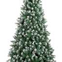 Best Choice Products 6ft Pre-Decorated Holiday Christmas Tree for Home, Office, Party Decoration w/ 1,000 PVC Branch Tips, Partially Flocked Design, Pine Cones, Metal Hinges & Base