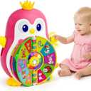 ToddlerCley Musical Penguin Toys for 1 Year Old Girl Gifts, Learning Educational Baby Toys for 1-3 Year with 5 Themes, Sound & Light, First Word Teaching 12-18 Months, 1st Birthday Girl Boy Gifts (Pink)