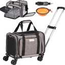 VEVOR Airline Approved Pet Carrier with Wheels, Expandable Rolling Cat Dog Carrier for Medium Dogs and Cats Under 25LBS, Pet Travel Carrier on Wheels with Upgraded Wheels and Telescopic Handle