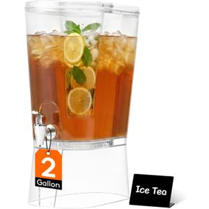 Lifewit 2 Gallon Drink Dispenser for Parties, Large Plastic Beverage Container for Juice/Tea/Soda with Stand & Ice Core, Clear Lemonade Dispenser with Spigot, BPA Free Water Pitcher for Hosting