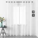 DUALIFE Bright White Sheer Curtains 84 Inches Long Set 2 Panels Grommet Look Semi Transparent Drape Tulle Gauze Voile Window Sheer Curtains for Bedroom Living Room 52X84 Inches Long