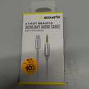 Acoustix Foot Braided Auxiliary Audio Cable Lightning To 3.5 mm Connector, 6 ft, White