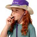 Outdoor Kids Sun Hat with Whistle,UPF 50+ Adjustable Wide Brim Bucket Hat for Boys Girls Beach UV Block Cap