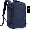 ECOHUB 17" Small Unisex Travel Backpack United Airlines Approved 17x10x9 Friendly Suitcase Anti-Theft Lockable Zippers Style Personal Item Bag Travel Essentials with 12 Pockets Water Resistant, Blue