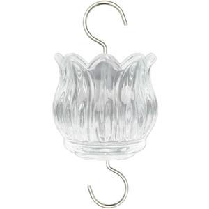 Real Glass Ant Moat for Hummingbird Feeders & Oriole Feeders Glass Tulip Shape Insect Guard with Large Capacity Flower Design Nectar Feeder Accessory Hooks (Clear, 1 Pack)