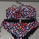 Women's Strapless Bandeau Bikini Set - Twist Front Two Piece Swimsuit Top with Side Tie Bathing Suit Bottom, Large