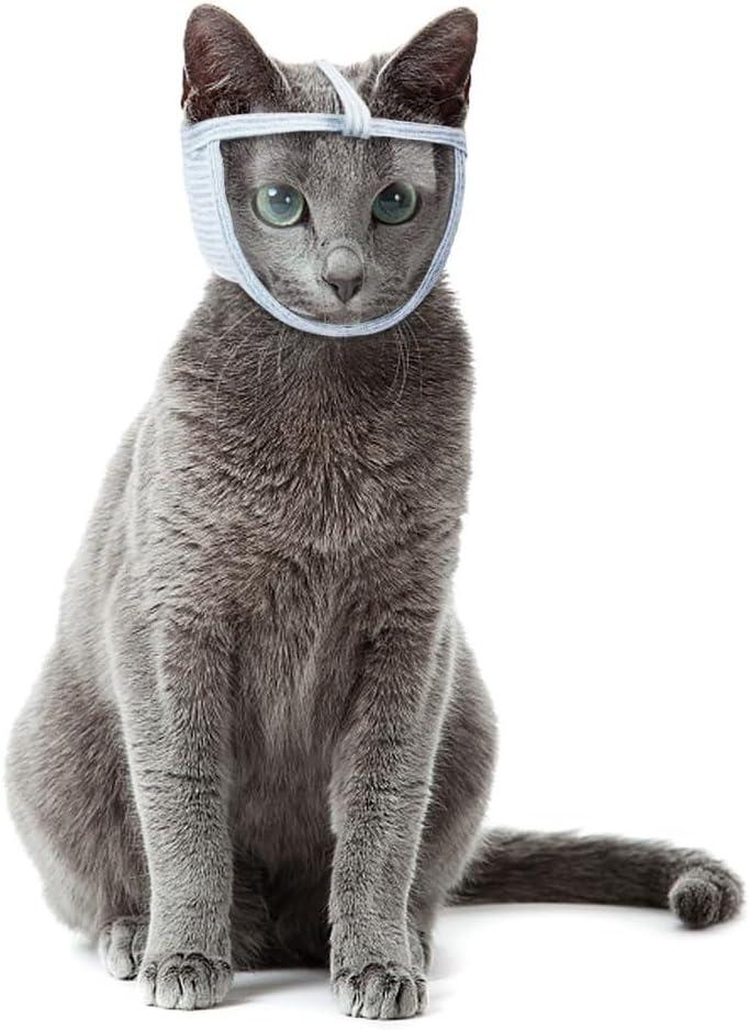Cat Muzzle, Breathable Cat Face Cover Transparent Anti Bite Face Protection for Nail Trimming Bathing