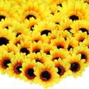 MTLEE 150 Pieces Fake Sunflower Artificial Silk Sunflower Heads Faux Flowers Decoration Yellow Floral Arrangements for Craft Home Party Wedding Decor, 1.57 Inch, 2.75 Inch, 3.5 Inch, 5.1 Inch