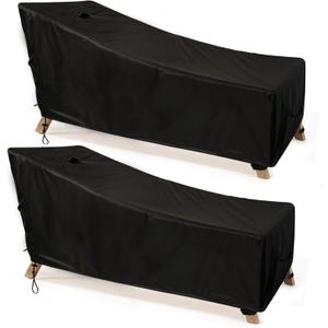 Chaise Lounge Cover Waterproof Patio Lounge Chair Cover UV Resistant Lounger Covers Dust-Proof Outdoor Lounge Chair Covers 2Pack Patio Furniture Covers 78Lx32Wx35H in Black