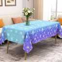 6 PCS Snowflake Tablecloth 54 x 108 " Winter Wonderland Decorations Christmas Snowflake Table Cloth Purple Blue Plastic Disposable Tablecloths Frozen Table Cover for Xmas Birthday Holiday Party Decor
