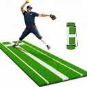 Softball Pitching Mat with Pitching Rubber & Stride Line, Denser Antifade Turf, Antislip EVA Bottom 10ft x 3ft, Indoor/Outdoor Training Aid