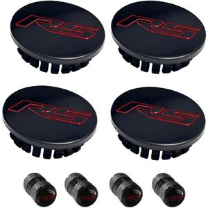 4PCS 59mm 2.3 inch RS Wheel Center Cap Hub Covers 4pcs Tire Valve Stem Cap Covers Compatible with Chevy Camaro Equinox Trax Cruze Malibu Impala Volt Grand RS Accessories (Black Red)