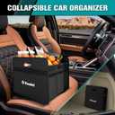 K KNODEL Car Trunk Organizer, Foldable Organizer for Car, Automotive Consoles & Organizers, 3 Compartments Storage with Reinforced Handles (Large, Black)