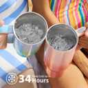 2 x 40 oz Tumbler with Handle and Straw Lid, Reusable Leak-Proof Insulated Tumblers, Stainless Steel Coffee Tumbler Cups Pink, Travel Mug for Home Office, Keep Cold 34Hrs, Cup Holder Friendly(Gala Shine)