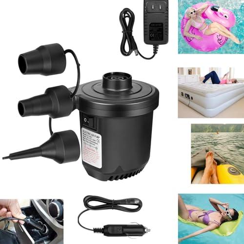 Inflatables Air Pump for Air Mattress with 3 Nozzles, Quick Fill Inflator Deflator Air Pump Perfect for Outdoor Camping Inflatable Boat Blow Up Pool Water Toy Car Air Bed Swimming Ring