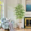 Nafresh Tall UV Resistant Ficus Tree Artificial7ft(84in) Realistic Texture Potted Faux Ficus Tree Fake Trees Indoor Outdoor for Home Office Living Room Bedroom Foyer Porch Decor.
