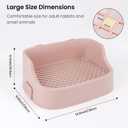 Large Rabbit Litter Box, Bunny Litter Box with Removable Top and Bottom, Corner Bunny Potty Training Litter Pan, Small Animal Toilet for Adult Rabbits, Guinea Pig, Hamster, Pink