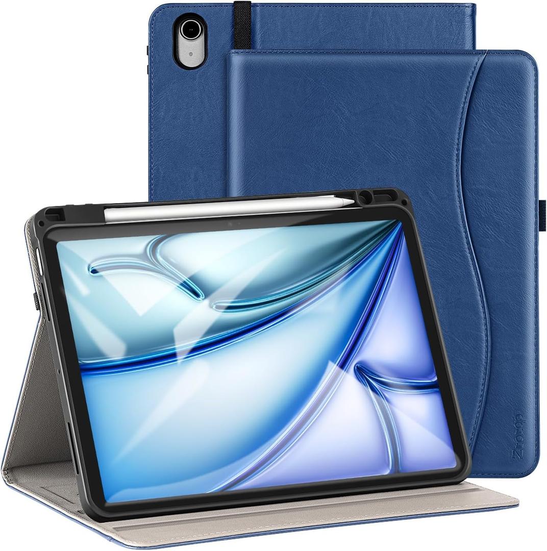 ZtotopCases for IPad Air (M3 2025 / M2 2024) 11 Inch, iPad Air 4th & 5th Generation (2020/2022) 10.9 Inch Case with Pencil Holder, Multi-Angle Viewing Leather Folio Cover with Pocket, Blue