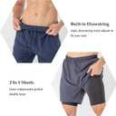 Off-Season Sale Mens Running Shorts with Compression Liner 2 in 1 Gym Shorts 5 Inch Lightweight Quick Dry (Gray, XXXL)