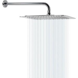 NearMoon Square Rain Shower Head With Extension Arm, Large Stainless Steel Rainfall Shower-Waterfall Full Body Coverage (12 Inch, Chrome)