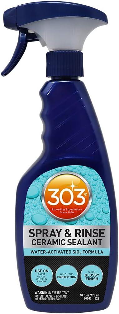 303 Products Spray & Rinse Ceramic Sealant  Quick Ceramic Coating  Water-Activated SiO2 Formula  6 Months of Protection  Water Repellent Ceramic Spray  Easy to Use  16 Oz (Pack of 1) (30262)