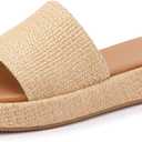 LUXMUWA Raffia Sandals Women Platform Wedge Slides Straw Espadrilles Mules Summer Shoes Cute Beach Sandals for Women 2025 Size 9