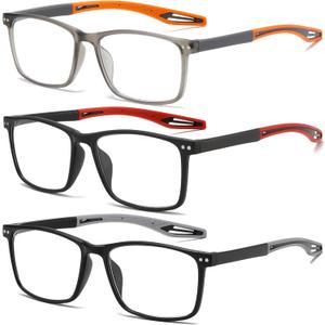 Reading Glasses for Men TR90 Sporty Design Blue Light Blocking Reader Flexible Comfortable Lightweight