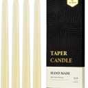 10 inch Natural Beeswax Taper Candles 4 Pack - Dripless Candle 100% Pure Unscented Beeswax, 8 Hours Long Burning Time -Off White