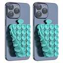ZZGX Upgrade 2PCS Silicone Suction Cup Phone Case Mount Holder, Phone Accessory Holder Non Slip Phone Suction Cup Mat for Mirror Bathroom Home Kitchen (Turquoise, Double Sided)