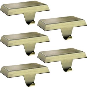 Palonu 4 Pcs Christmas Bronze Stocking Holders, Heavy Duty Mantle Hangers with Non-Slip Pad, Weighted Stocking Hooks Christmas Ornaments for Xmas Holiday Fireplace Shelf Window Decoration