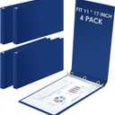 4 Pcs 11 x 17 Inch 3 Ring Binders 1 Inch Rings Heavy Duty View Plastic Flexible D Ring Binders Economy Holds 11" x 17" Paper for Artwork Blueprints, Office, Home, Work Places(Blue)